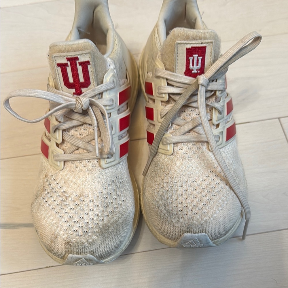 Adidas Cream and Red Sneakers branded Indiana Hoosiers!!